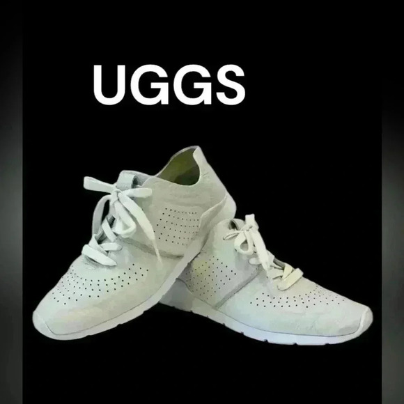 Women Uggs TYE SOFT perforated, leather, beige, and color size 8.5 - Picture 1 of 7